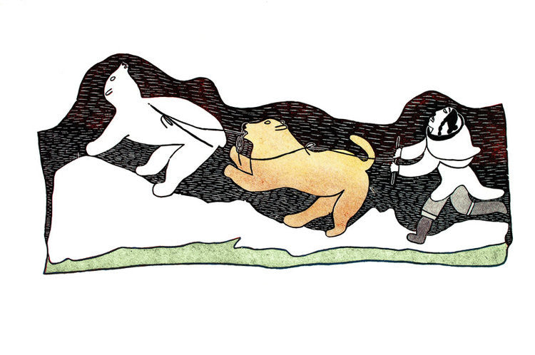 DESPERATE CHASE - Northern Expressions | Pitseolak Ashoona - Print | | Canadian Indigenous & Inuit Art