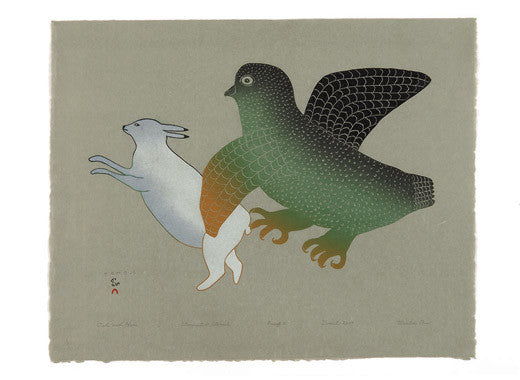OWL AND HARE - Northern Expressions | Mialia Jaw - Print | | Canadian Indigenous & Inuit Art