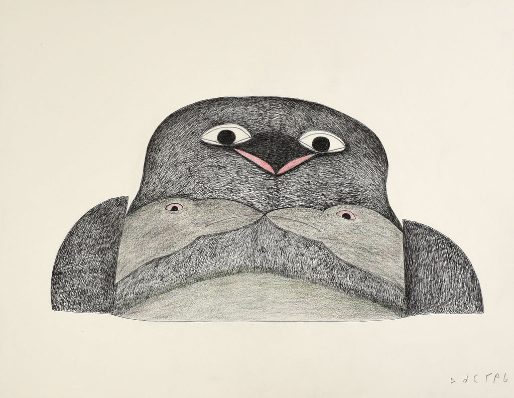 Untitled drawing by Ohotaq Mikkigak - Northern Expressions | Ohotaq Mikkigak - Drawing | | Canadian Indigenous & Inuit Art
