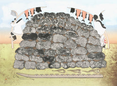 DRYING MEAT FOR WINTER - Northern Expressions | Mary Pudlat - Print | | Canadian Indigenous & Inuit Art