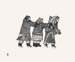Three Women Playing - Northern Expressions | Pitaloosie Saila - Print | | Canadian Indigenous & Inuit Art
