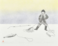 HUNTER AT AGLU - Northern Expressions | Kananginak Pootoogook - Print | | Canadian Indigenous & Inuit Art