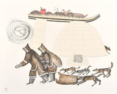 FOOD FOR THE DOGS - Northern Expressions | Oshoochiak Pudlat - Print | | Canadian Indigenous & Inuit Art