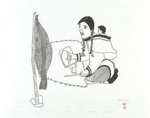 SHARPENING THE ULU - Northern Expressions | Mayoreak Ashoona - Print | | Canadian Indigenous & Inuit Art