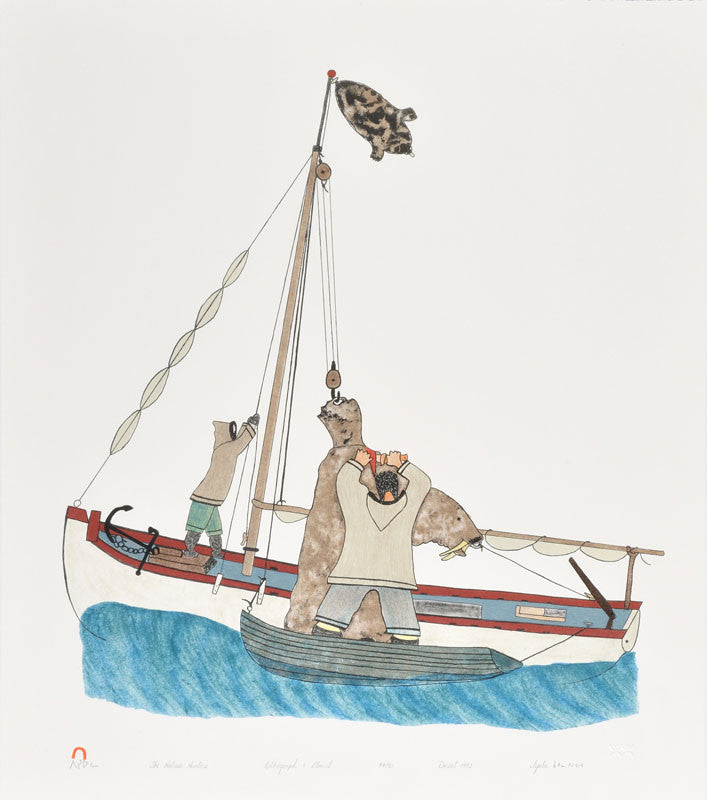 THE WALRUS HUNTERS - Northern Expressions | Iyola Kingwatsiak - Print | | Canadian Indigenous & Inuit Art