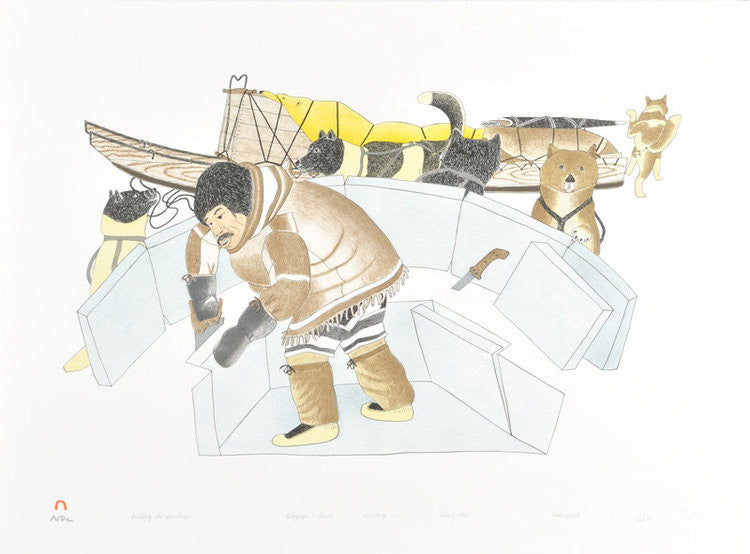 BUILDING THE SNOWHOUSE - Northern Expressions | Kananginak Pootoogook - Print | | Canadian Indigenous & Inuit Art