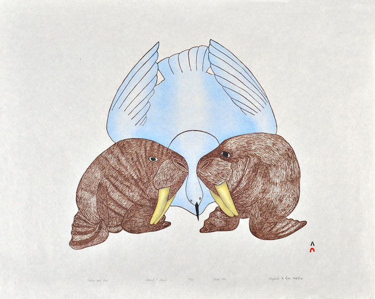 WALRUS AND BIRD - Northern Expressions | Mayoreak Ashoona - Print | | Canadian Indigenous & Inuit Art