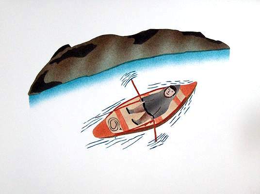 Island by Rowboat - Northern Expressions | Elisapee Ishulutaq - Print | | Canadian Indigenous & Inuit Art