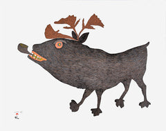 Smoking Caribou - Northern Expressions | Papiara Tukiki - Print | | Canadian Indigenous & Inuit Art