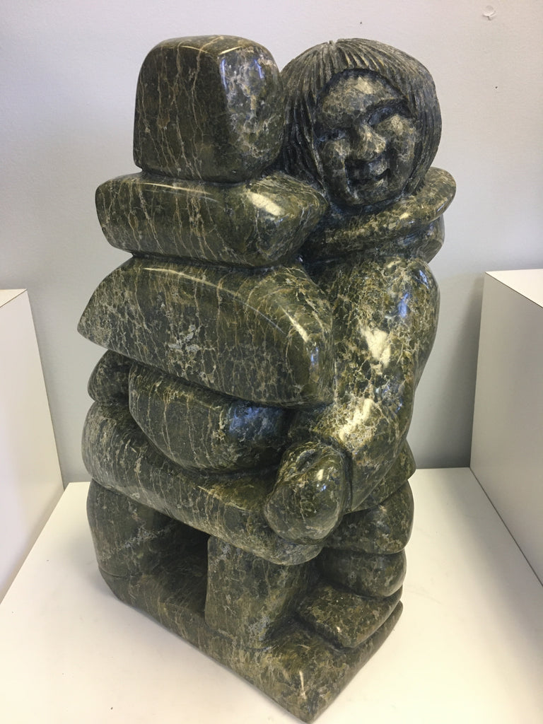 Boy and Inukshuk - Northern Expressions | Napachie Ashoona - Carving | | Canadian Indigenous & Inuit Art