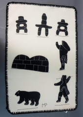 Hunting and Inukshuks Wall Hanging - Northern Expressions | Margaret Pingushat - Gift | | Canadian Indigenous & Inuit Art